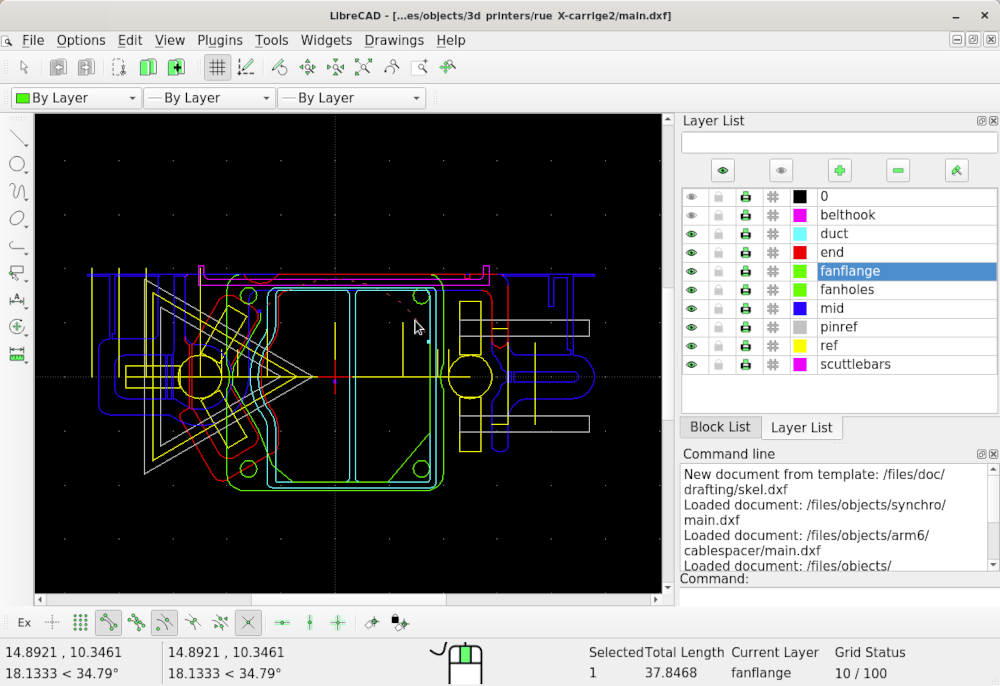 Captura detallando el trabajo en CAD